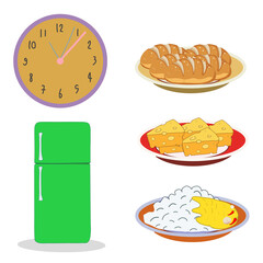 fast food icons refrigerator clock illustration