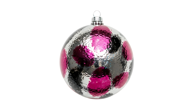 Shimmering silver and magenta Christmas ornament for festive holiday displays, adding elegant seasonal cheer to winter celebrations and joyful gatherings