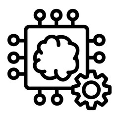 Machine learning chip Line Icon
