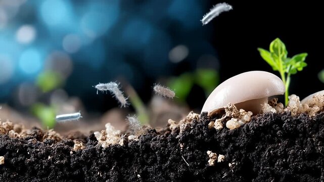 Mushroom growing soil with bio bacteria promoting bcg bio circular green economy and bio economy supporting sustainable plant growth