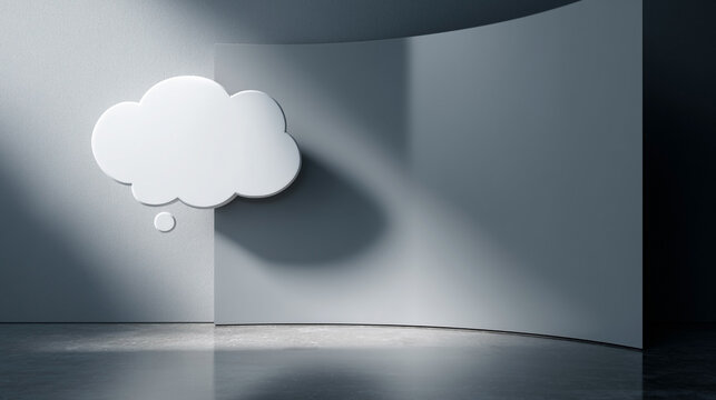 A white cloud with a thought bubble on it is on the wall - Powered by Adobe