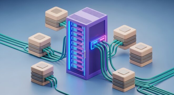 Central server connected to multiple data storage units - Powered by Adobe