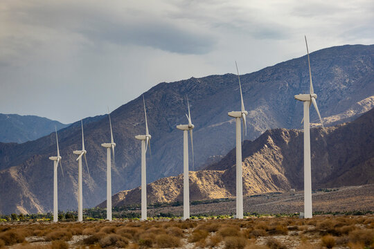 Alternative Wind Turbine farm in desert 