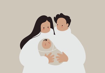 New parents with their newborn baby