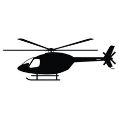 Helicopter Silhouette Vector Graphic Illustration Isolated on White Background for Commercial Use