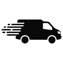 Fast Delivery Van Icon. Express Logistics, Shipping and Transportation Vector Illustration.