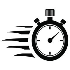 Speed Timing Icon: Fast Timer Concept with Stopwatch Silhouette Illustration