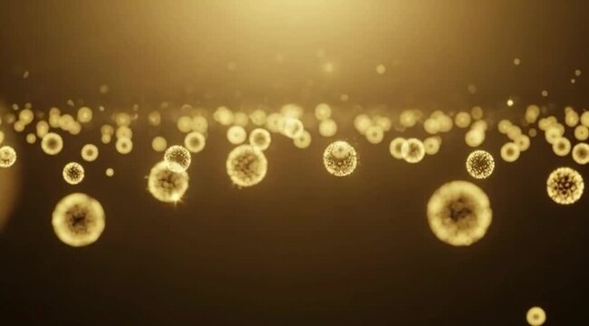 Particulas douradas flutuando em brilho suave