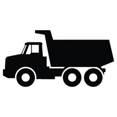 Dump Truck Vehicle Silhouette, Heavy Construction Equipment Transportation, Hauling, Delivery, and Mining