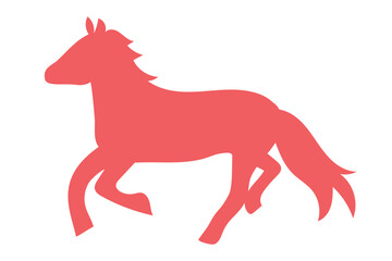 走る馬のシルエット　赤　年賀状　午年　干支　シンプル