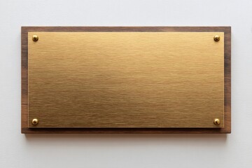 A Polished Gold Plaque Mounted on a Wooden Board, Perfect for Engraving Awards, Recognition, or Commemorative Messages