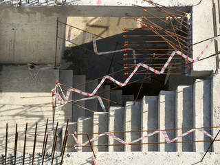 Safety Measures on Concrete Staircase Under Construction