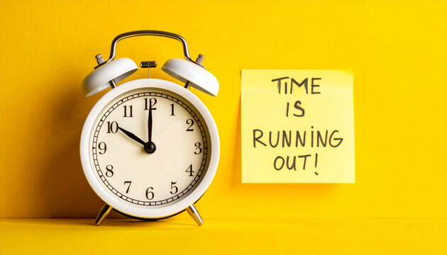 concept of time running out , take action before missing due date or deadline, work or decision making must be done 