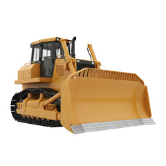 Detailed isolated bulldozer showcasing heavy construction machinery in golden hue