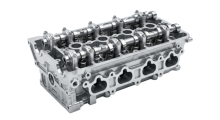 Automotive Cylinder Head Assembly Precision Engineering and Mechanical Design Isolated