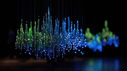 Futuristic Cyber Visualization of Floating Digital City Grid in Air
