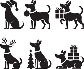 Christmas Dog Silhouette Vector Bundle