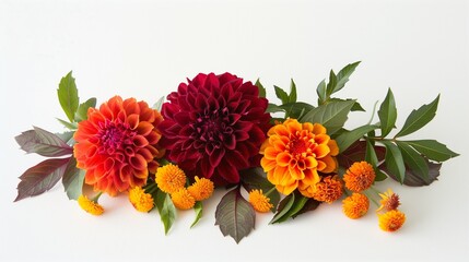 Obraz premium Autumnal Dahlia and Marigold Flower Arrangement