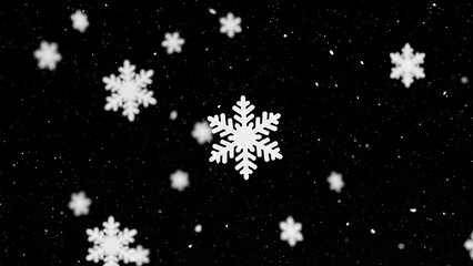 Snowflake closeup on black background winter season concept beautiful.