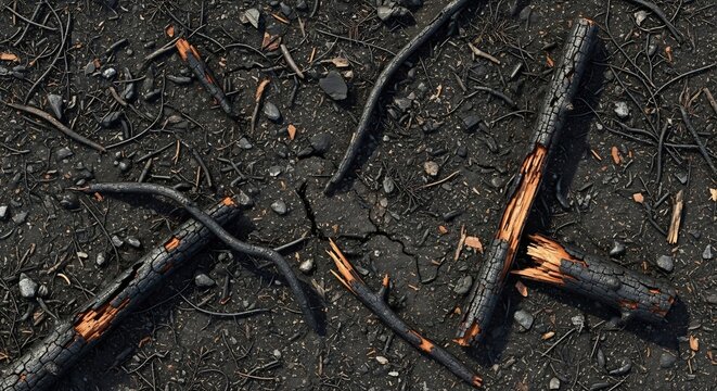 Burnt Wood on Ashy Ground