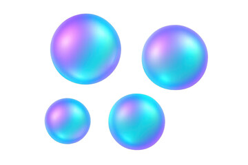 Iridescent gradient spheres floating on transparent background