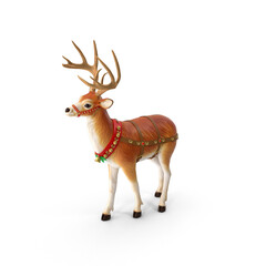 Christmas reindeer with antlers and festive harness, holiday decor