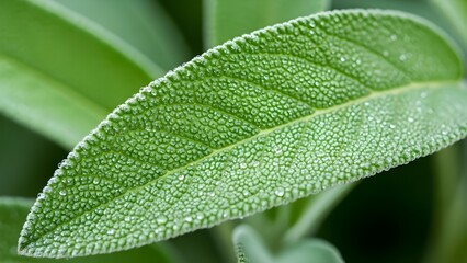 Clary sage leaf macro background, natural green texture