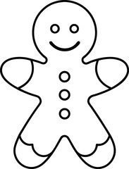 Gingerbread man outline simple line drawing cookie