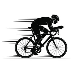 Cyclist on Time Trial Bike Silhouette with Motion Lines for Speed and Competition