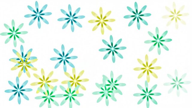 Seamless vintage vector floral pattern set with blue winter snowflakes decoration