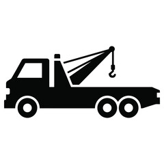 Towing Truck Vector Icon, Car Recovery Illustration. Breakdown Service. Assistance Road.