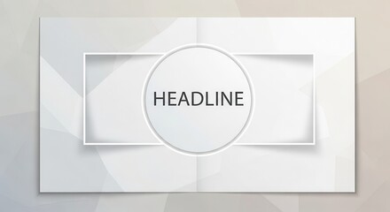 Modern presentation template features layered geometric design elements with central text placeholder
