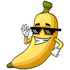Banana Cartoon Mascot Swag Sunglasses Illustration