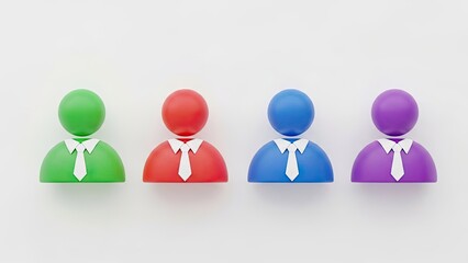 Colorful 3d business people icons representing teamwork and corporate diversity
