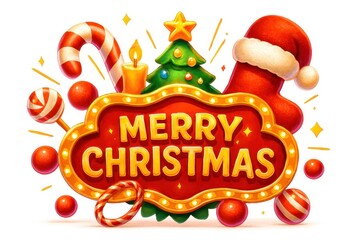 Festive illustration featuring Christmas decorations, message, and holiday elements.