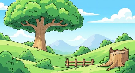 landscape with trees and mountains