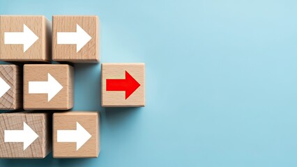 Red arrow block stands out among white arrows, showing unique direction