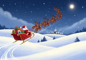 Holiday frame with Christmas tree branches, gold ornaments, a feather, and draped satin fabric around a white oval space.