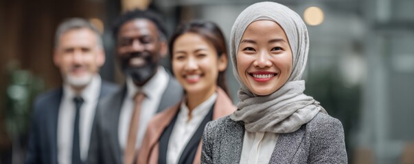 Fototapeta premium A group of multiethnic business professionals standing together.
