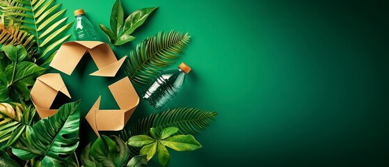Recycling awareness campaign urban environment graphic design green background creative viewpoint sustainability concept