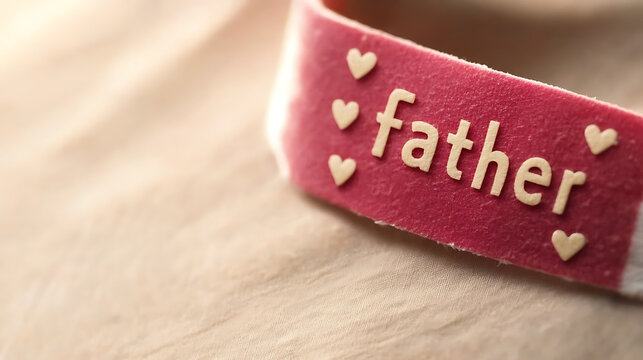 A heartwarming symbol of paternal love is displayed with the word "father" adorned with delicate hearts, capturing the essence of family and devotion in a tender image.