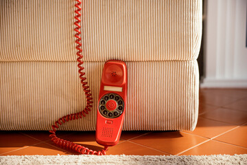 Old red telephone