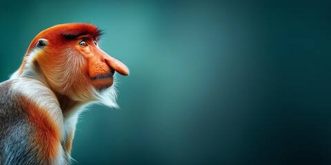 jungle wildlife concept Majestic monkey portrait against an abstract background.