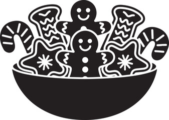 Winter illustration christmas silhouette decoration logo holiday icon dessert outline food cookie sweet xmas cristmas tree celebration sugar gingerbread shape for vector graphic background