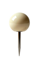 Round, off-white pushpin with metallic point on black
