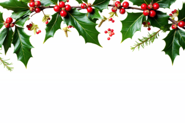 Premium Photo of Fresh green holly leaves with bright red berries - christmas concept