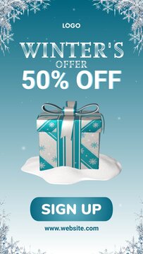 Vertical Winter Holiday Sale Promo Banner