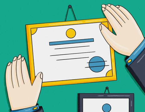 Certificate on the wall.