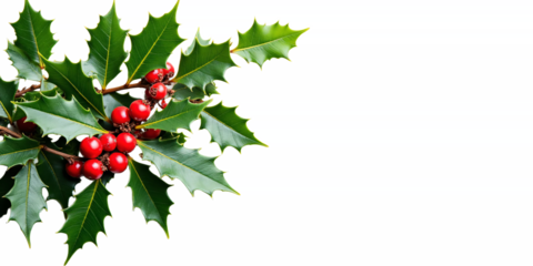 Premium Photo of Fresh green holly leaves with bright red berries - christmas concept