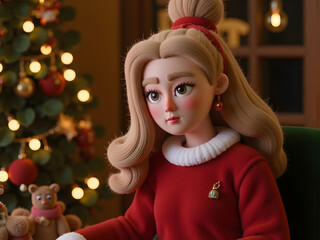 little girl in santa claus costume